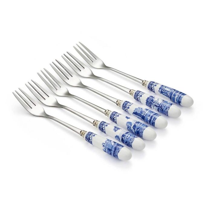 Spode Blue Italian Set of 6 Pastry Forks