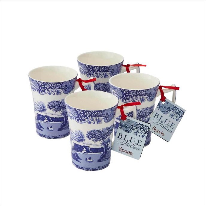Blue Italian Set of 4 Cottage Mugs