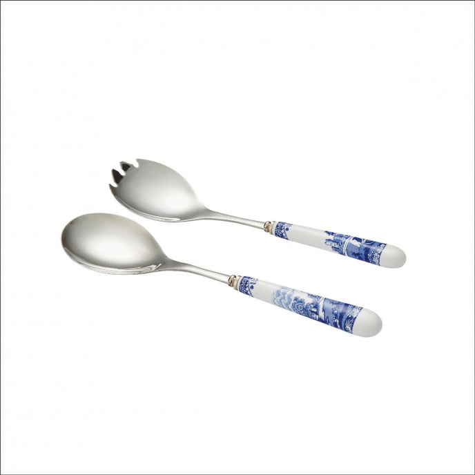 Blue Italian Pair of Salad Servers