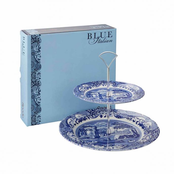 Spode Blue Italian 2-Tier Cake Stand