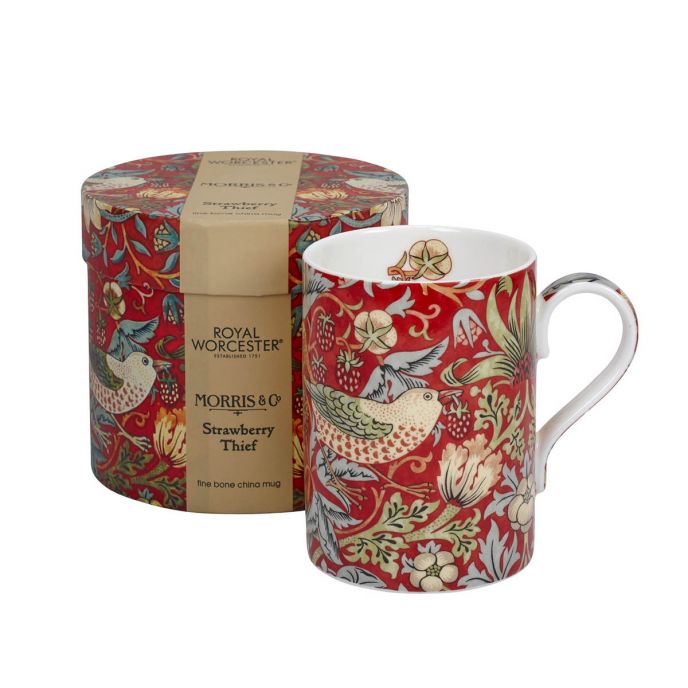 Morris & Co Strawberry Thief Mug, Red