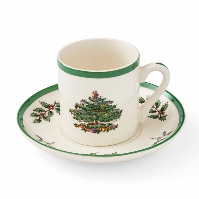 Christmas Tree Set of 4 Espresso Cup & Saucer