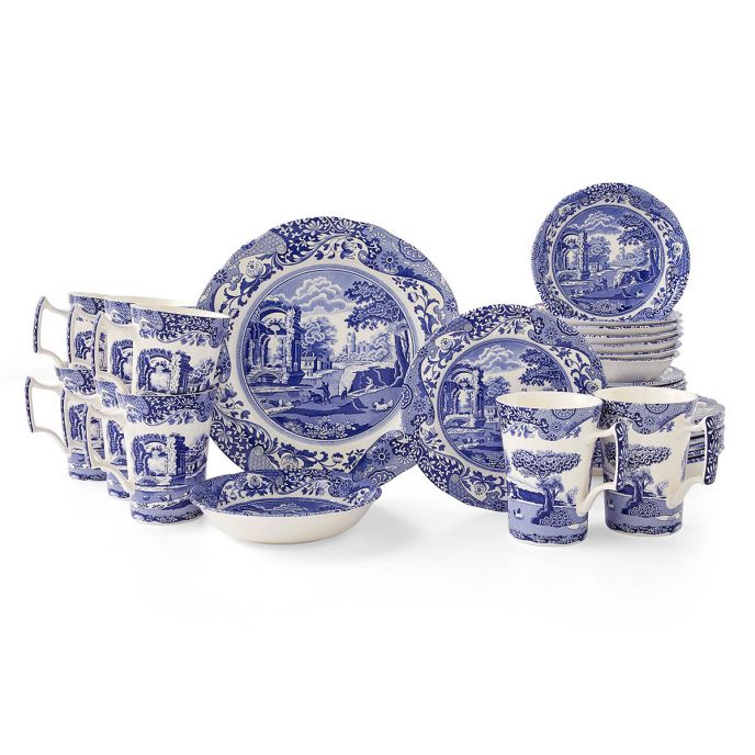 Blue Italian 32 Piece Dinner Set