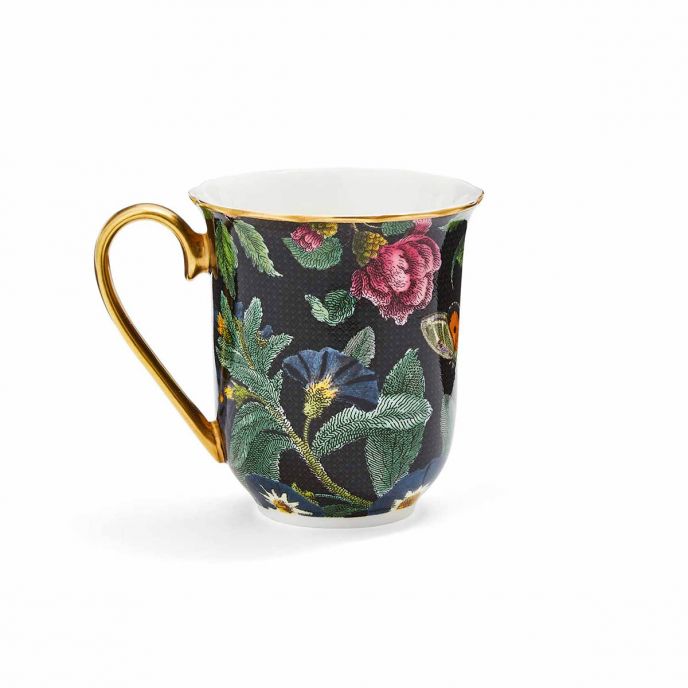 Creatures of Curiosity Black Floral Mug