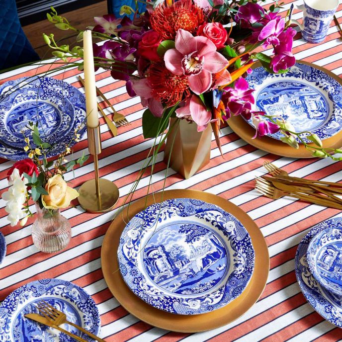 Blue Italian 32 Piece Dinner Set